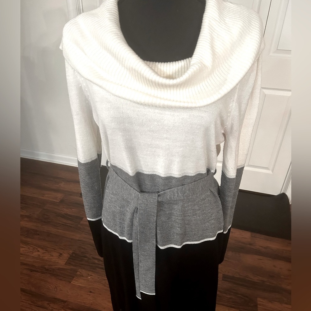 NY Collection Sweater Dress - Black/White/Gray